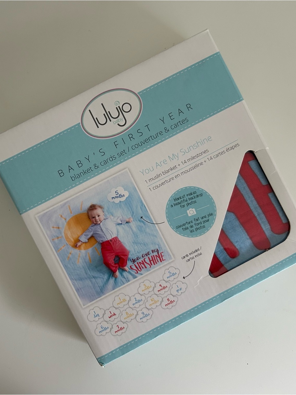 Lulujo Baby’s First Year Milestone Blanket & Card Set | 40in x 40in - NEW